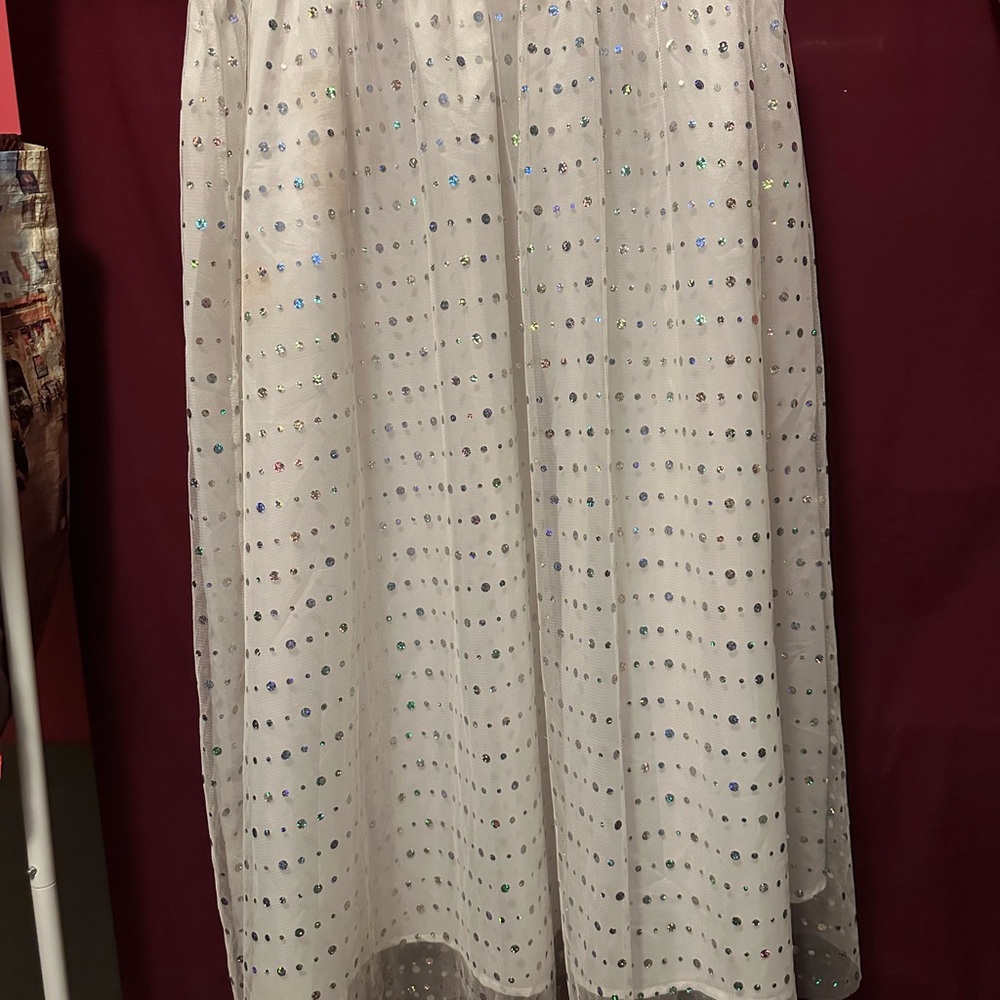 SHEIN White Sequin Midi Skirt